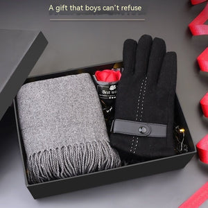 Mens Cashmere Scarf + Glove Gift Set