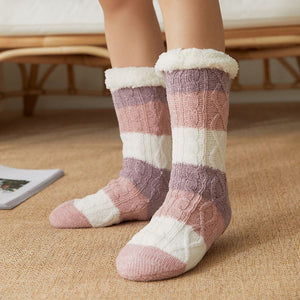 Fleece Winter Socks with Anti Slip Sole