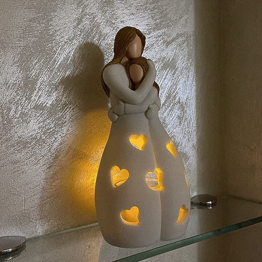 Mother Daughter Candle Holder With LED Candle