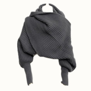 Knitted Wrap Scarf With Sleeves