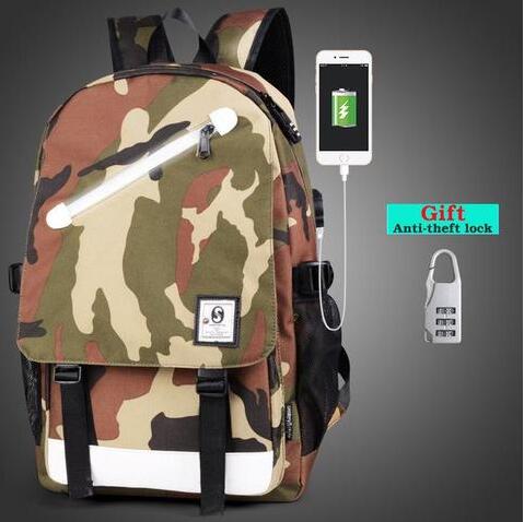 Unisex GLow In The Dark USB Backpack + FREE Anti Theft Lock