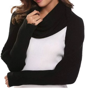 Knitted Wrap Scarf With Sleeves