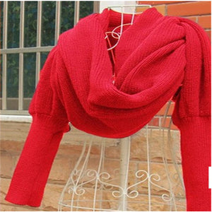 Knitted Wrap Scarf With Sleeves