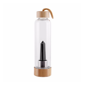 Quartz Crystal & Bamboo Glass Water Bottle