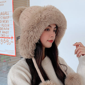 Knitted Woollen Hat With Fur Brim