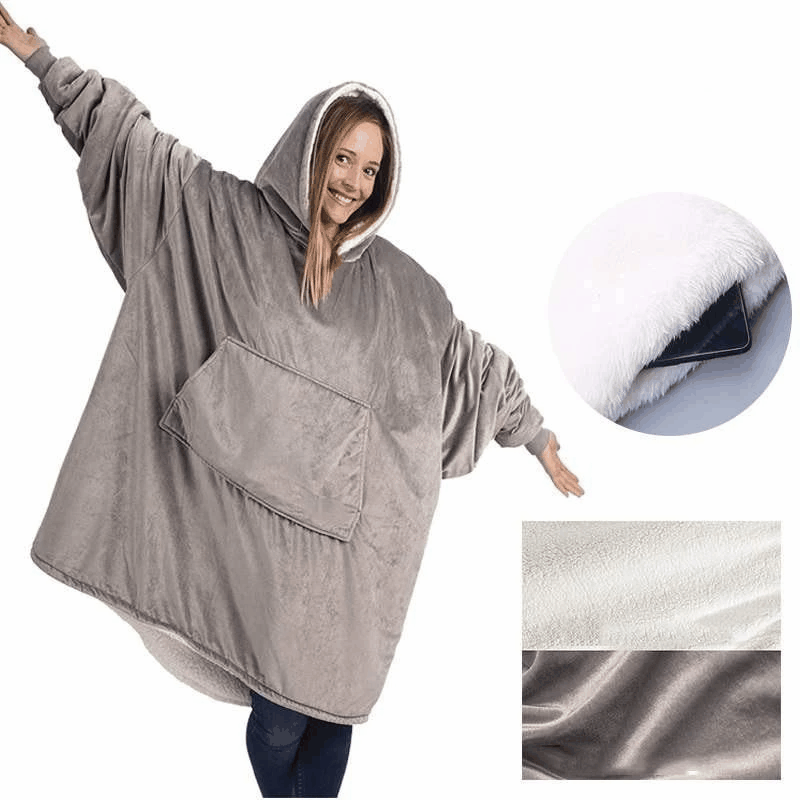 Oversize Soft Fleece Blanket Hoody With Sleeves
