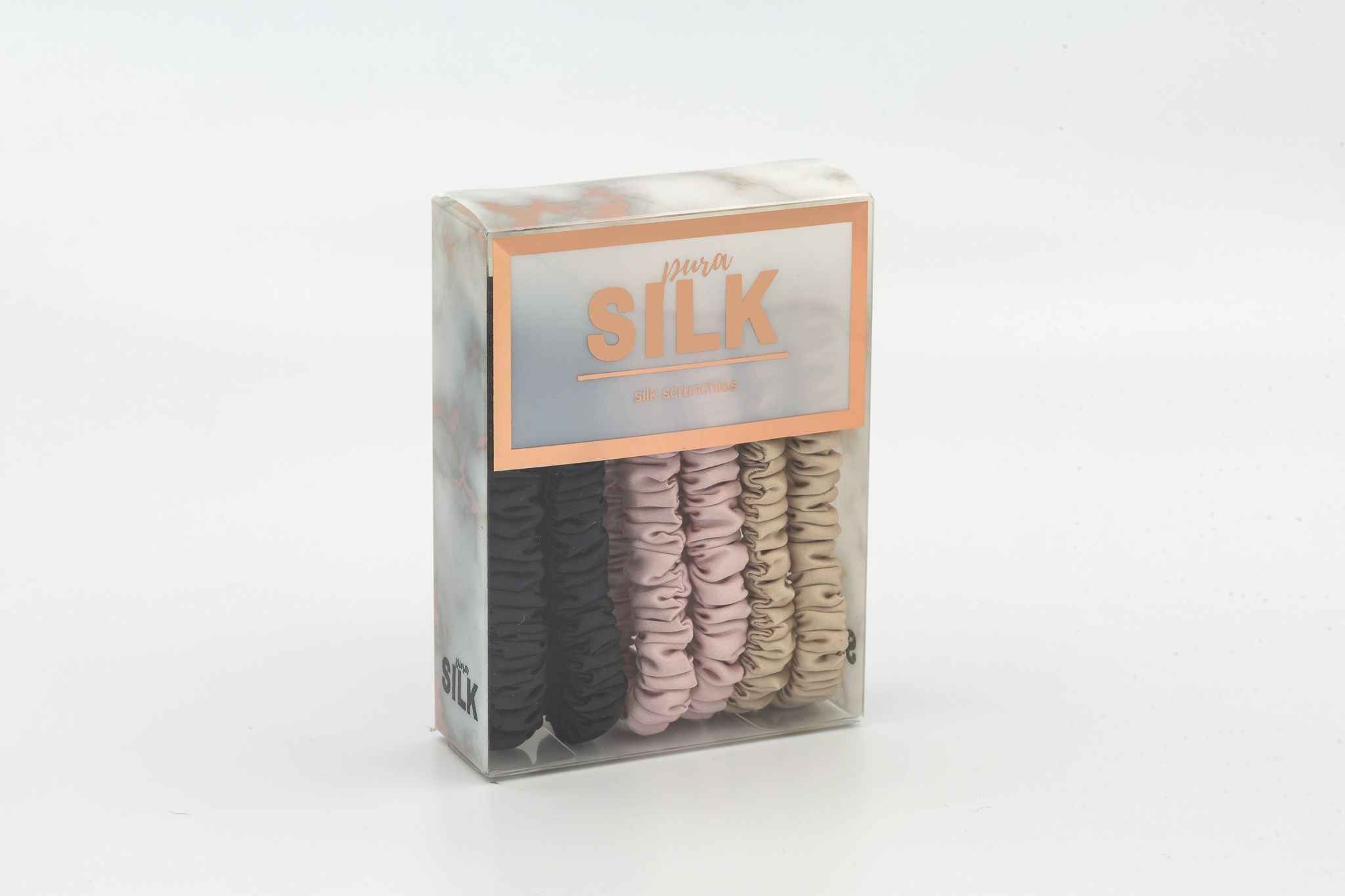 Mulberry Silk Skinny Scrunchies - 6 Pack Multicolour