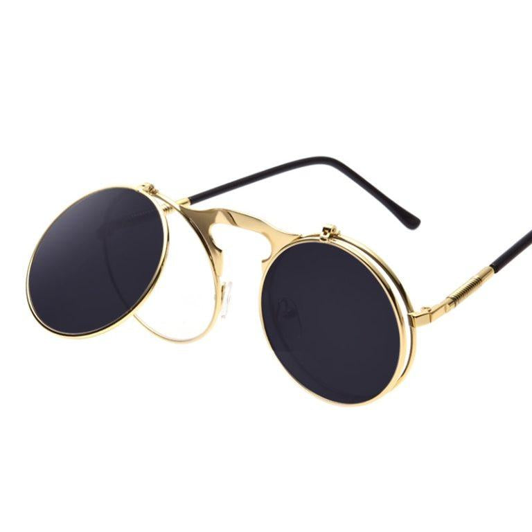 Vintage Unisex Sunglasses Round Designer Steam Punk Metal