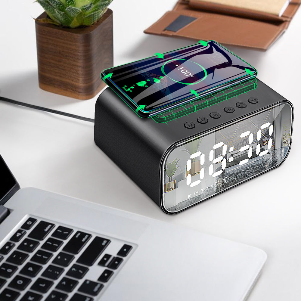 Wireless Charging Bluetooth Speaker LED Clock