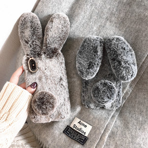 3D Plush Rabbit Ear Furry Phone Case