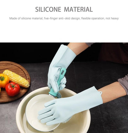 Multi Function  Washing Gloves With Brush Scrubber 2 Pairs