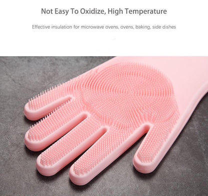 Multi Function  Washing Gloves With Brush Scrubber 2 Pairs