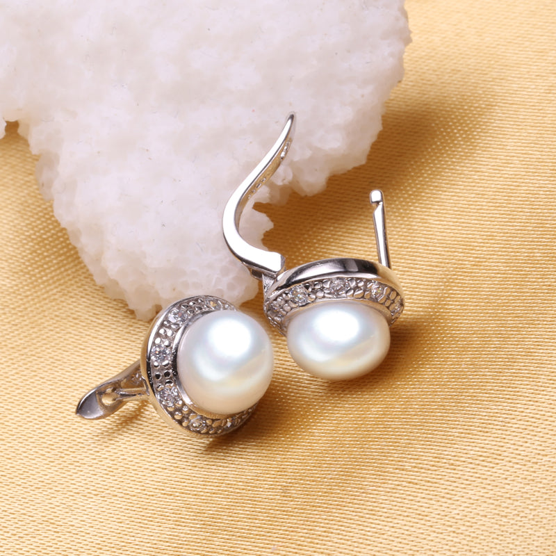 Freshwater Pearl Earrings 925 Sterling Silver Stud Earrings