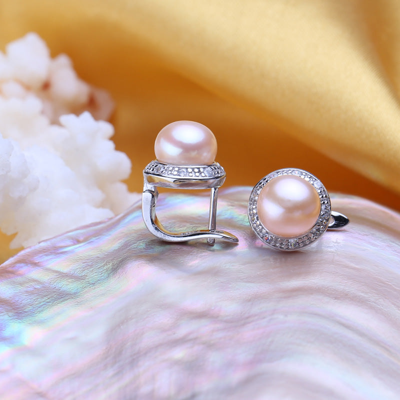 Freshwater Pearl Earrings 925 Sterling Silver Stud Earrings