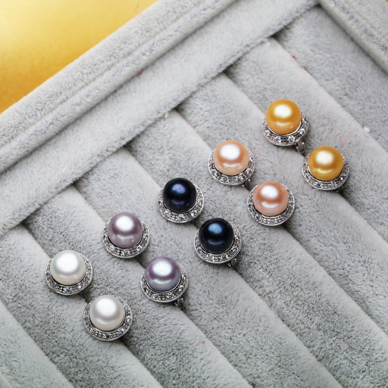 Freshwater Pearl Earrings 925 Sterling Silver Stud Earrings