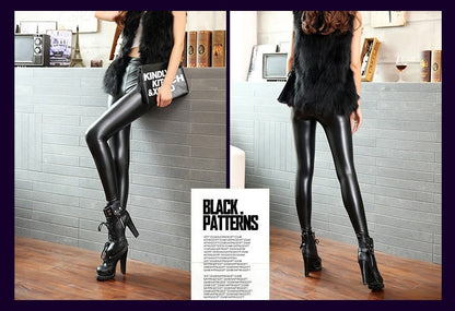 Winter PU Leather Fleece Leggings