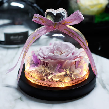 Eternal Rose With Night Light in Glass Dome