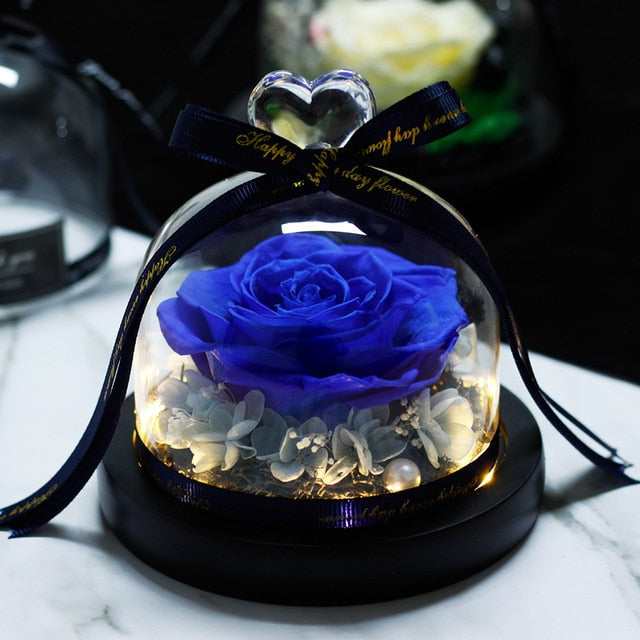 Eternal Rose With Night Light in Glass Dome