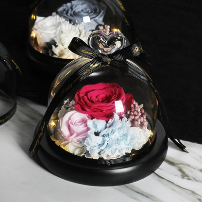 Eternal Rose With Night Light in Glass Dome