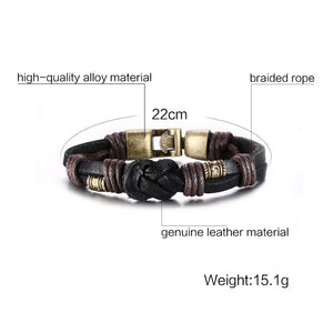 Vintage Leather Bracelet  Bronze Alloy Buckle Classical Style