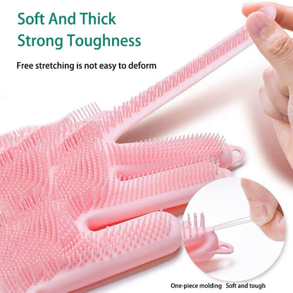 Multi Function  Washing Gloves With Brush Scrubber 2 Pairs