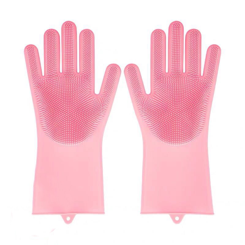 Multi Function  Washing Gloves With Brush Scrubber 2 Pairs