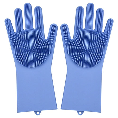 Multi Function  Washing Gloves With Brush Scrubber 2 Pairs