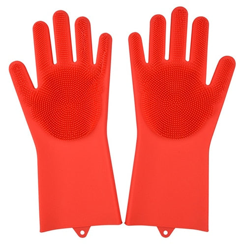 Multi Function  Washing Gloves With Brush Scrubber 2 Pairs