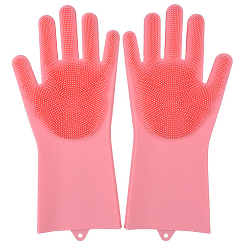 Multi Function  Washing Gloves With Brush Scrubber 2 Pairs