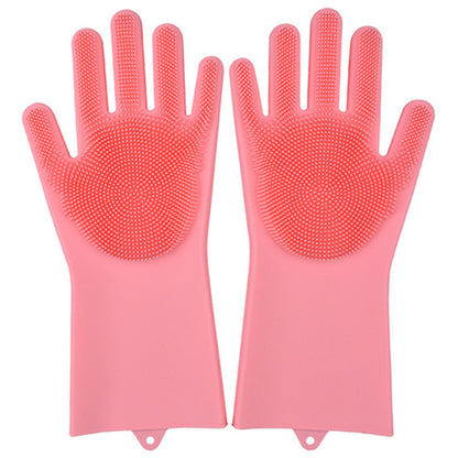 Multi Function  Washing Gloves With Brush Scrubber 2 Pairs