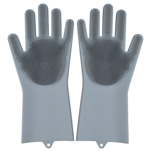 Multi Function  Washing Gloves With Brush Scrubber 2 Pairs