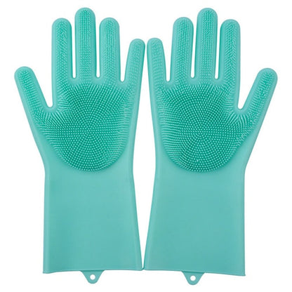 Multi Function  Washing Gloves With Brush Scrubber 2 Pairs