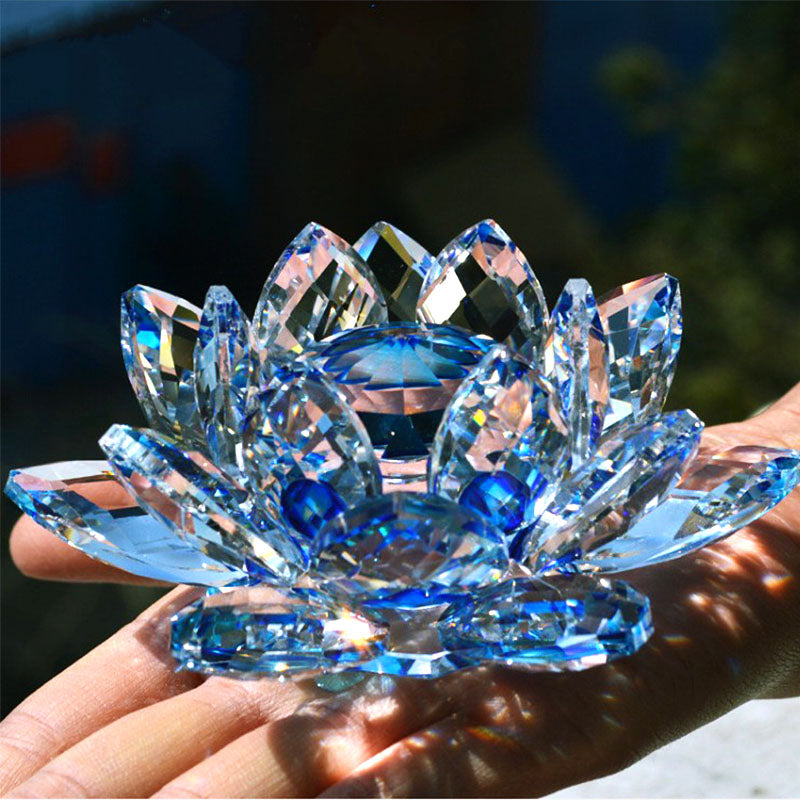 80 mm Quartz Crystal Lotus Flower Glass Paperweight