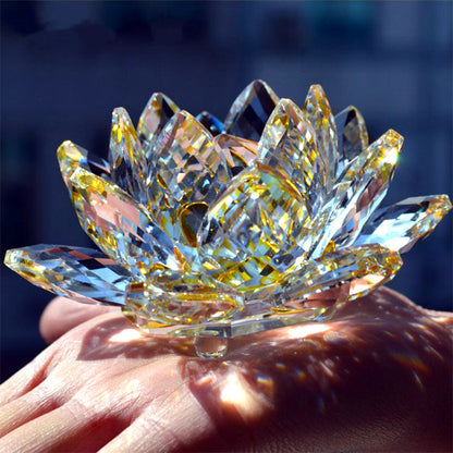 80 mm Quartz Crystal Lotus Flower Glass Paperweight