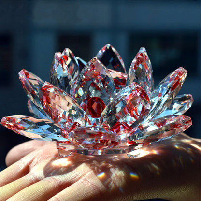 80 mm Quartz Crystal Lotus Flower Glass Paperweight