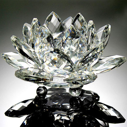 80 mm Quartz Crystal Lotus Flower Glass Paperweight