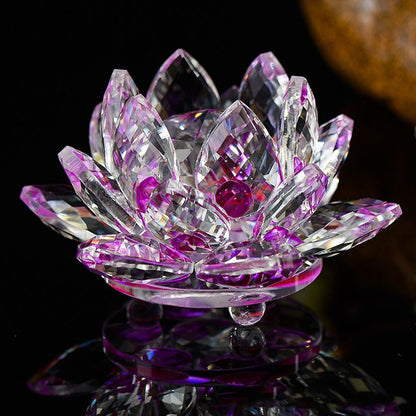 80 mm Quartz Crystal Lotus Flower Glass Paperweight