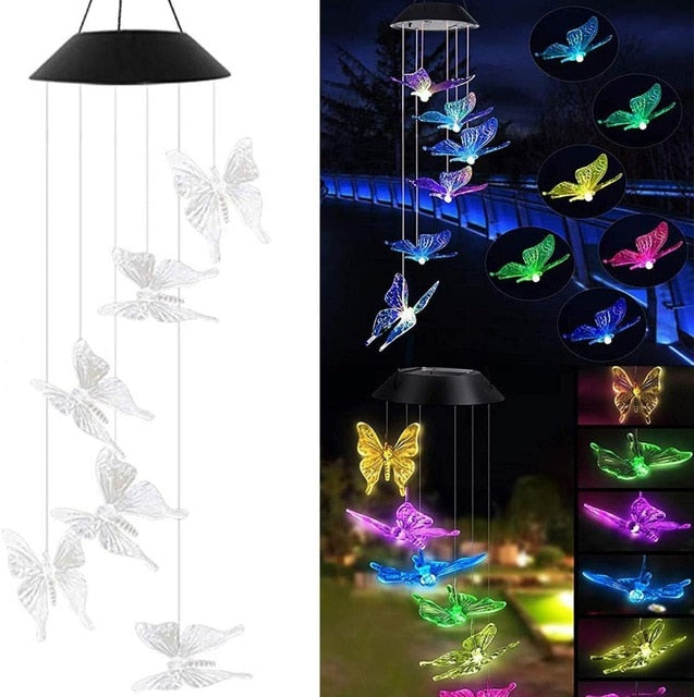 LED Colour Changing Crystal Hummingbird Solar Powered Wind Chime