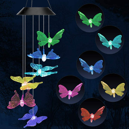 LED Colour Changing Crystal Hummingbird Solar Powered Wind Chime