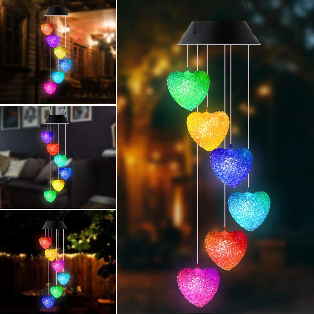 LED Colour Changing Crystal Hummingbird Solar Powered Wind Chime