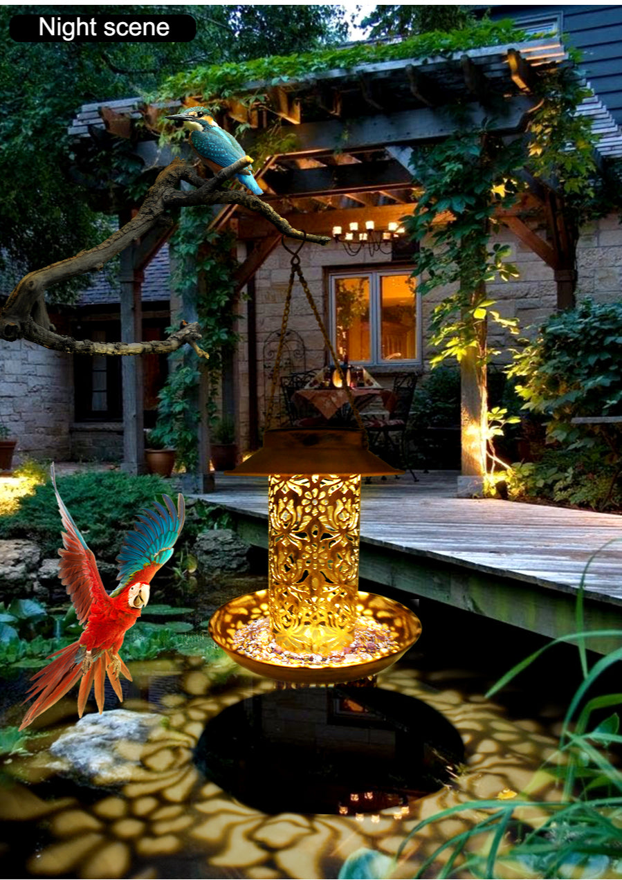 2 in 1 Solar Powered Decorative Bird Feeder Lantern