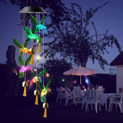 LED Colour Changing Crystal Hummingbird Solar Powered Wind Chime