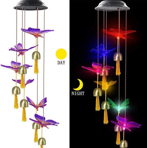 LED Colour Changing Crystal Hummingbird Solar Powered Wind Chime