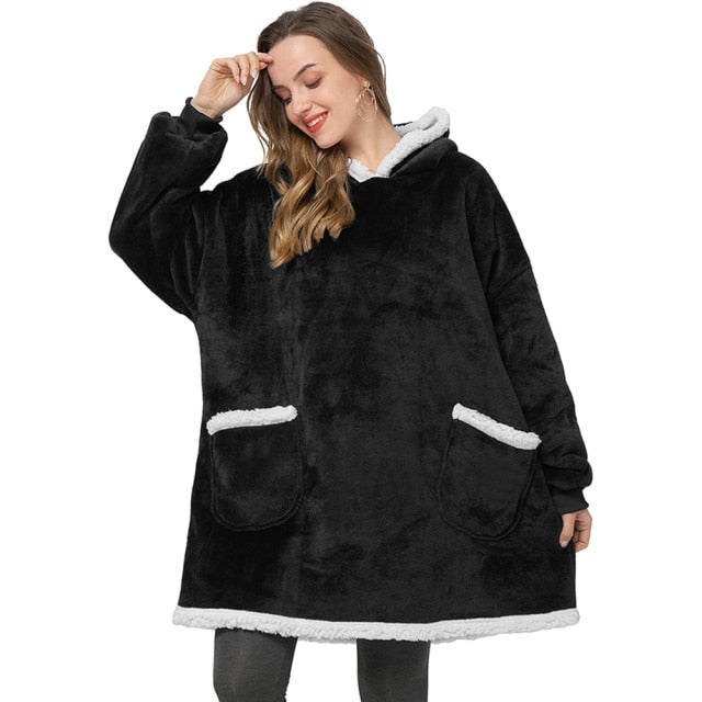 Super Soft Oversize Fleece Winter Blanket Hoodie