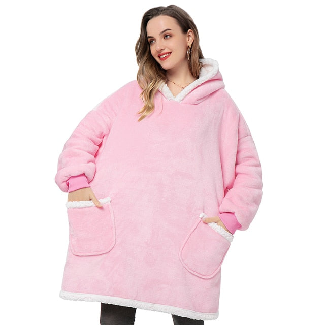 Super Soft Oversize Fleece Winter Blanket Hoodie