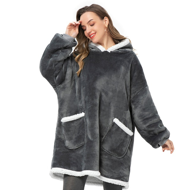 Super Soft Oversize Fleece Winter Blanket Hoodie