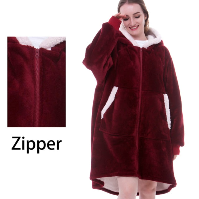 Super Soft Oversize Fleece Winter Blanket Hoodie