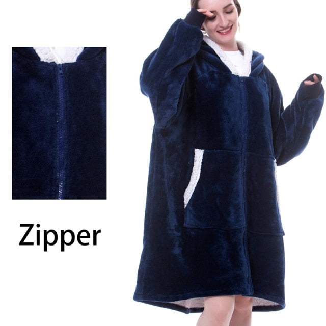 Super Soft Oversize Fleece Winter Blanket Hoodie