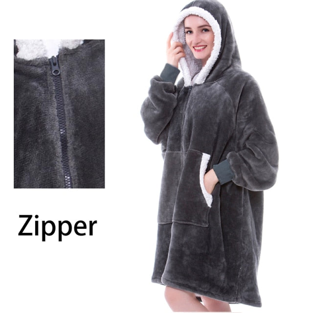 Super Soft Oversize Fleece Winter Blanket Hoodie