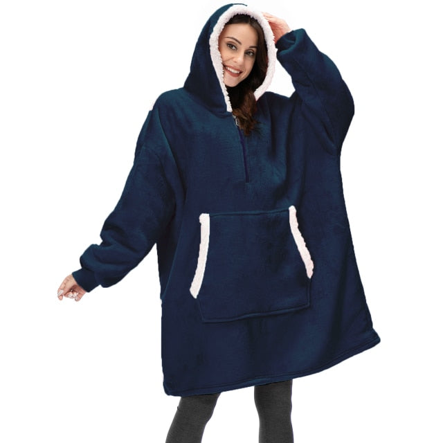 Super Soft Oversize Fleece Winter Blanket Hoodie